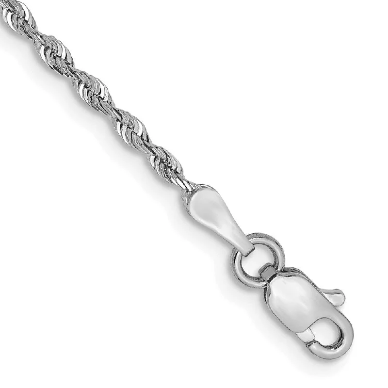 10k White Gold 1.85mm Diamond-Cut Quadruple Rope Chain Bracelet, 7"