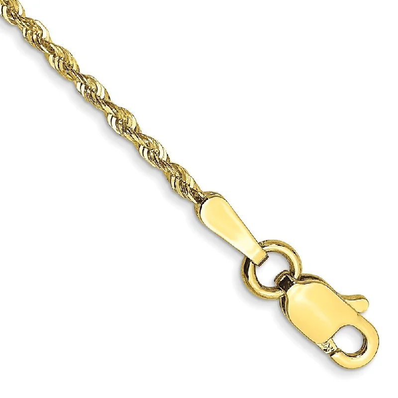 10k Yellow Gold 1.5mm Extra-Light Diamond-Cut Rope Chain Bracelet, 6"