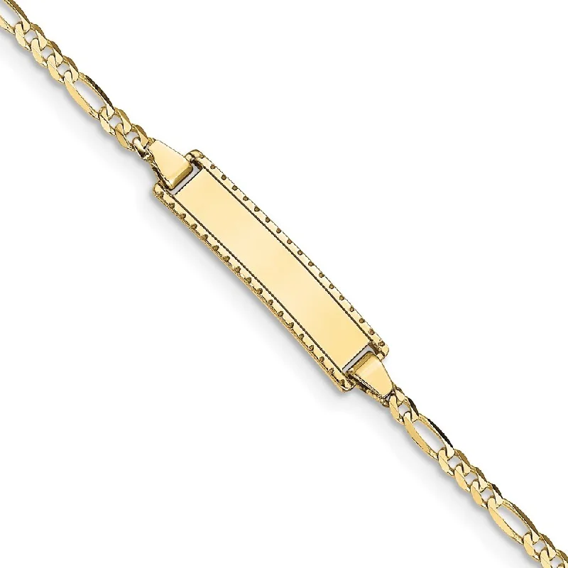 10k Yellow Gold Figaro Link ID Bracelet, 6" (W-5.1mm)