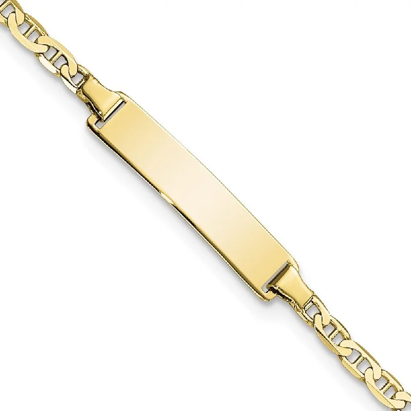 10k Yellow Gold Flat Anchor Link ID Bracelet, 7" (W-4.07mm)