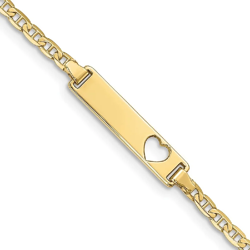 10k Yellow Gold Flat Anchor Link ID Bracelet, 7" (W-5.01mm)