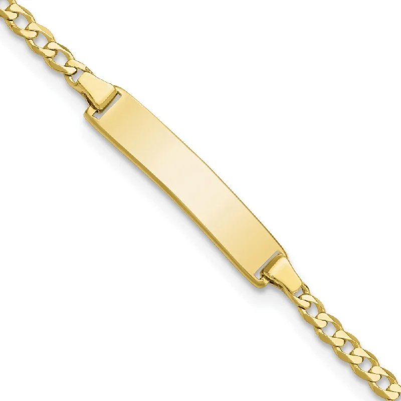 10k Yellow Gold Flat Curb Link ID Bracelet, 5.5" (W-4.3mm)