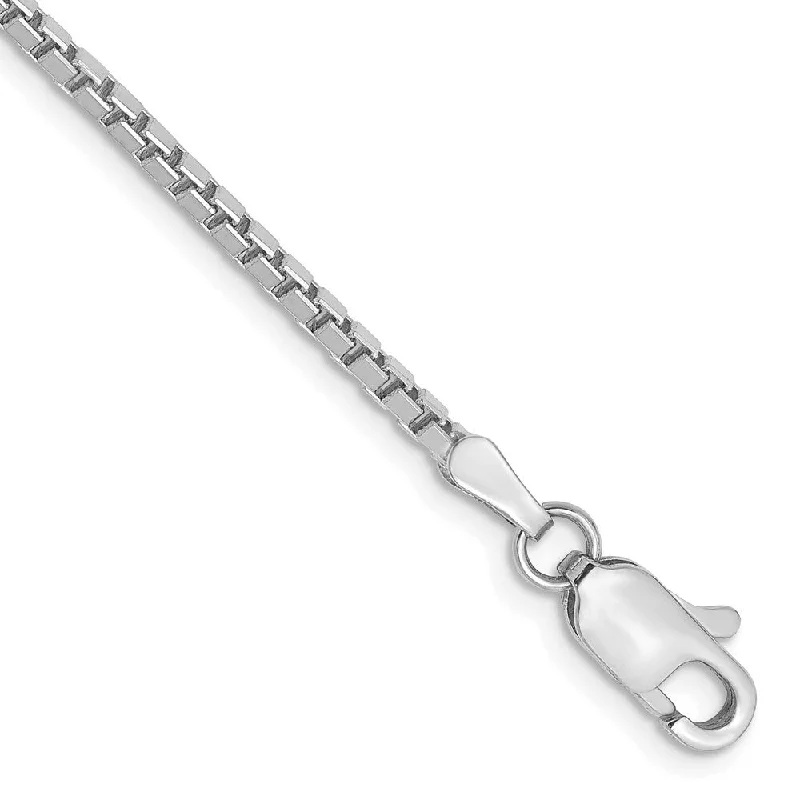 14k White Gold 1.9mm Box Chain Bracelet, 7"