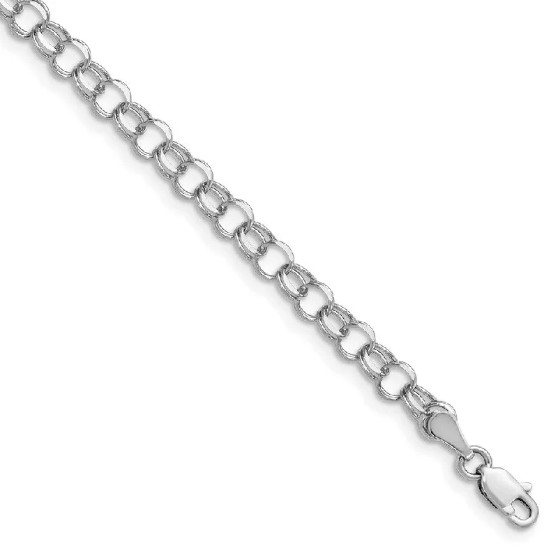 14k White Gold 4.5mm Double Link Charm Bracelet, 7"