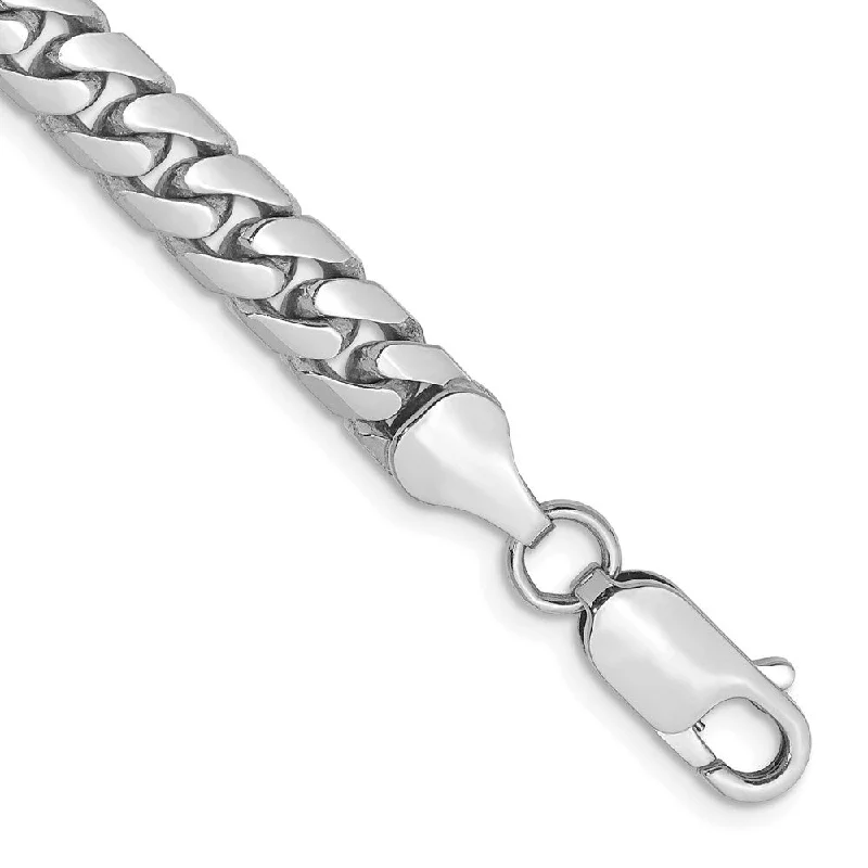 14k White Gold 5.5mm Solid Miami Cuban Chain Bracelet, 8"