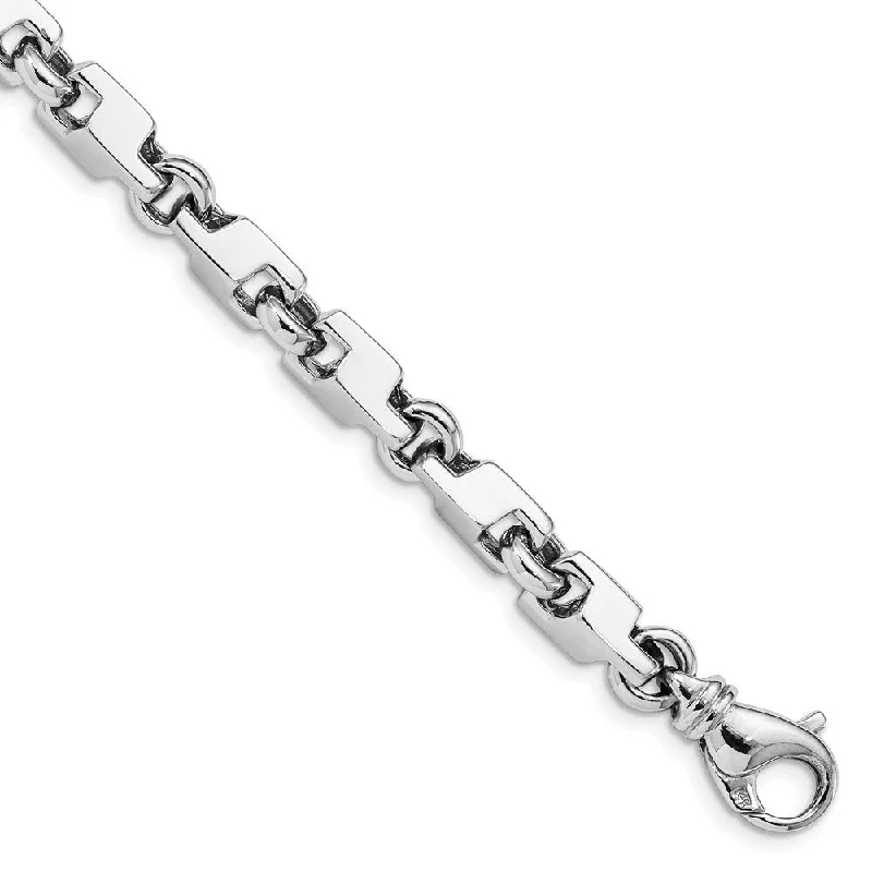 14k White Gold 6.6mm Hand-polished Fancy Link Bracelet, 8.5"