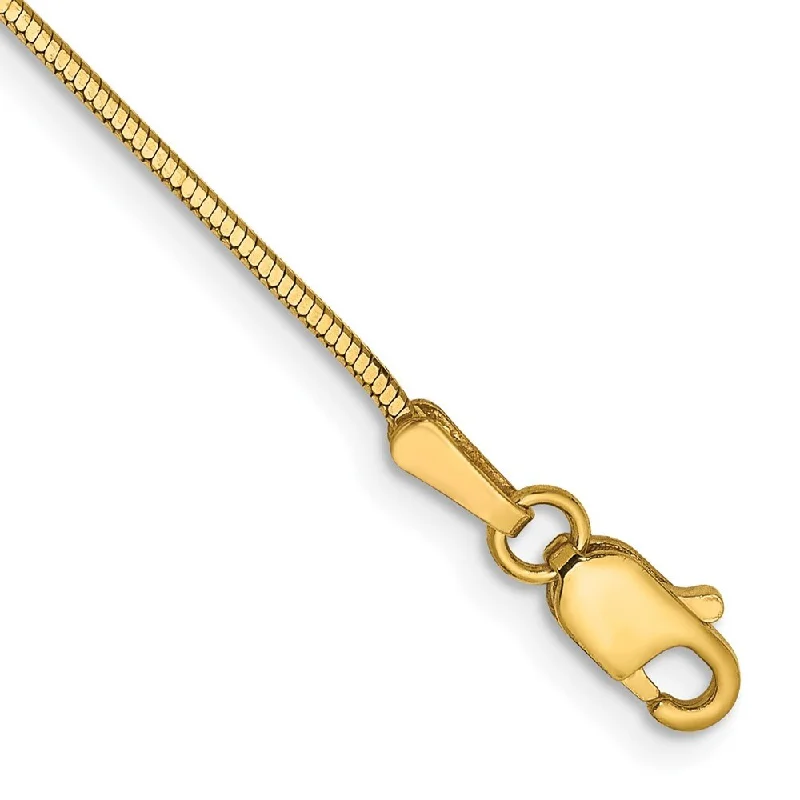 14k Yellow Gold 1.2mm Octagonal Snake Chain Bracelet, 7"