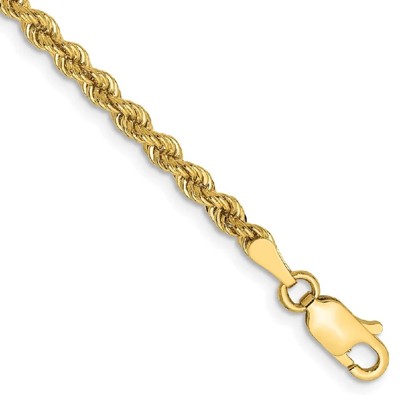 14k Yellow Gold 2.75mm Regular Rope Chain Bracelet, 7"