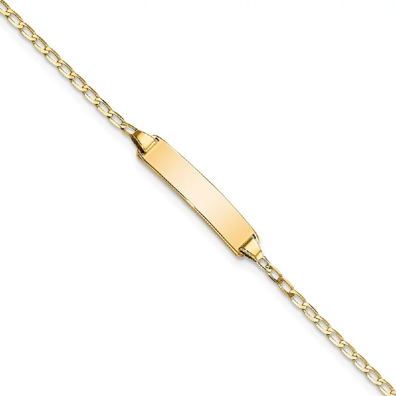 14k Yellow Gold 3.5mm Flat Curb Link ID Bracelet, 7"