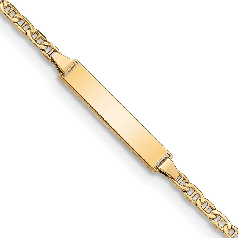 14k Yellow Gold 4.5mm Semi-Solid Polished Anchor ID Bracelet, 5.5"