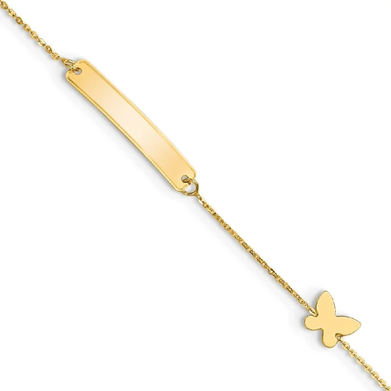 14k Yellow Gold 4mm Butterfly ID Bracelet, 5.5"