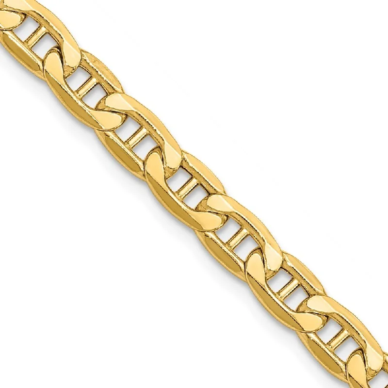 14k Yellow Gold 5.5mm Semi-Solid Anchor Chain Bracelet, 9"