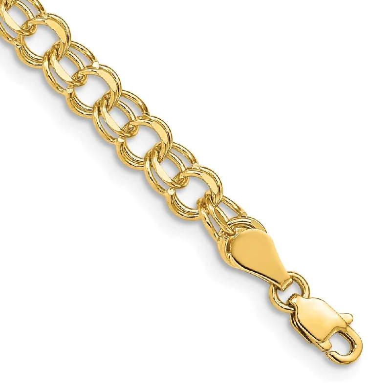 14k Yellow Gold 5mm Double Link Charm Bracelet, 7"