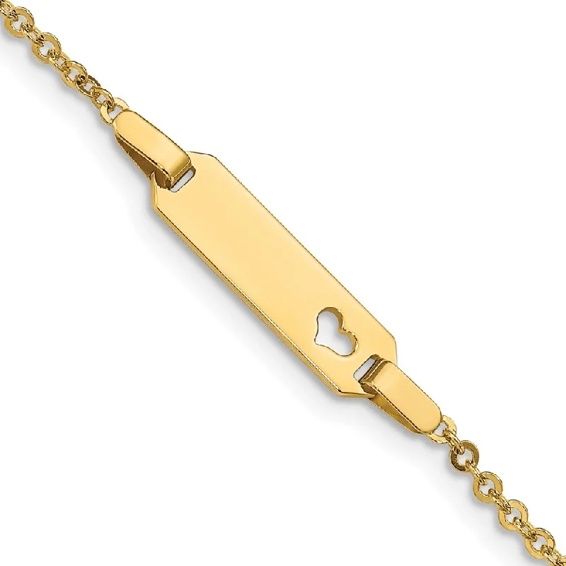 14k Yellow Gold 6mm Children's Heart ID Bracelet, 6"