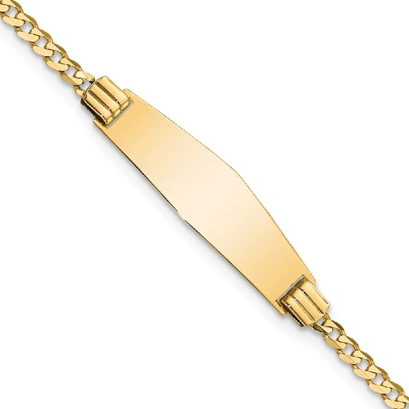 14k Yellow Gold 7.8mm Soft Diamond Shape Curb Link ID Bracelet, 7"