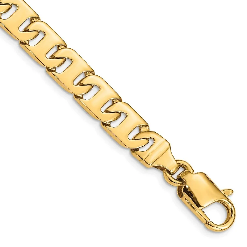 14k Yellow Gold 8.3mm Hand-polished Fancy Link Bracelet, 8"