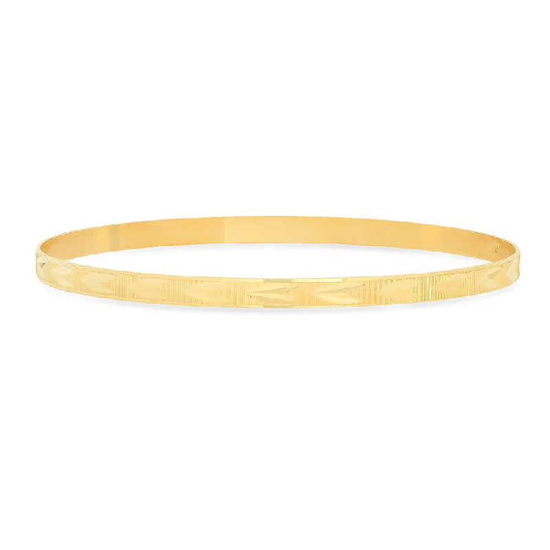 14K Yellow Gold Single Semanario Bangle Bracelet ( 7-8 Inch )