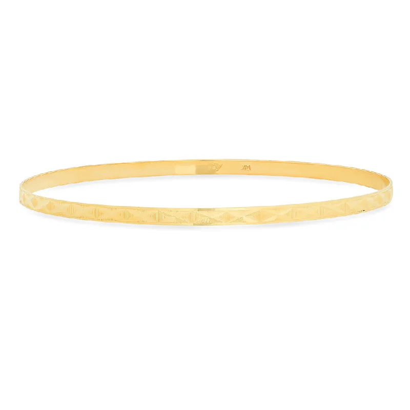 14K Yellow Gold Single Semanario Bangle Bracelet ( 7-8 inch )