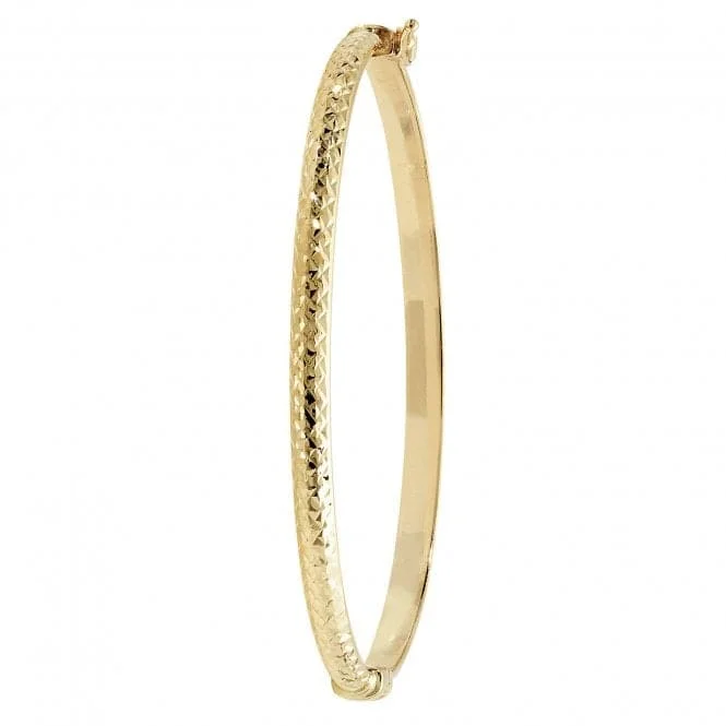 9ct Gold Ladies DC Hinged Bangle BN394