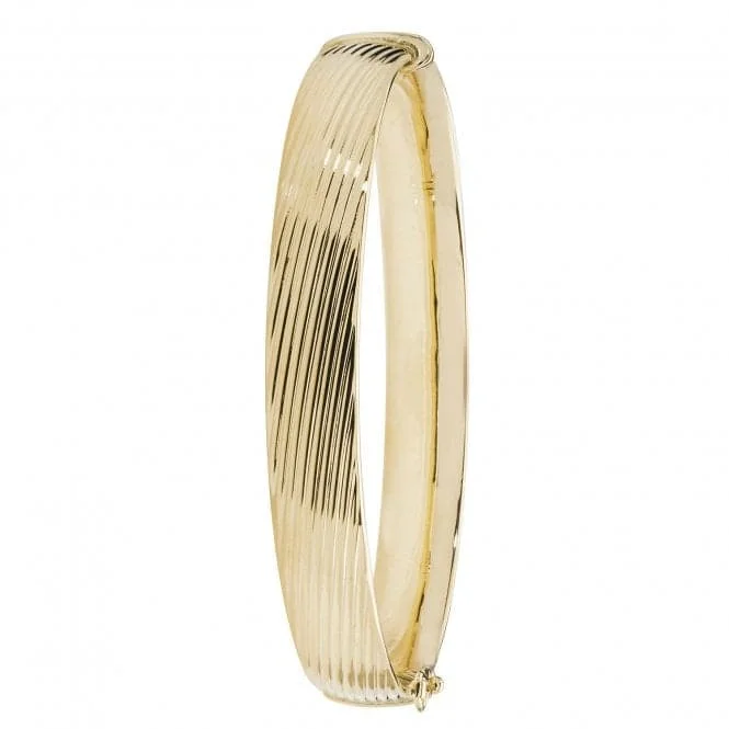 9ct Yellow Gold Ladies Hinged Bangle BN400