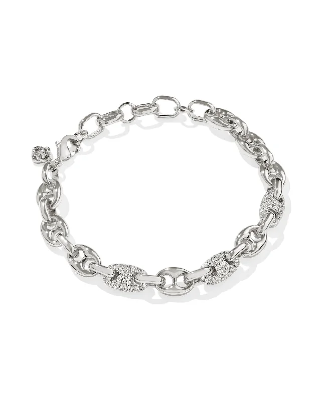 BAILEY PAVE SILVER CHAIN BRACELET- WHITE CRYSTAL