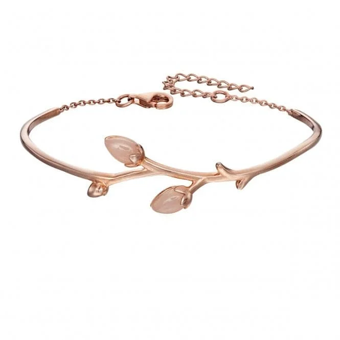 Elements Silver Rose Gold Plate Rose Bud Bangle B5012P