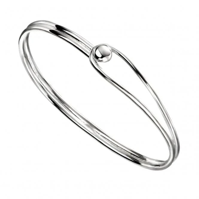 Beginnings Sterling Silver Oval With Feature Ball Clasp Bangle B5079