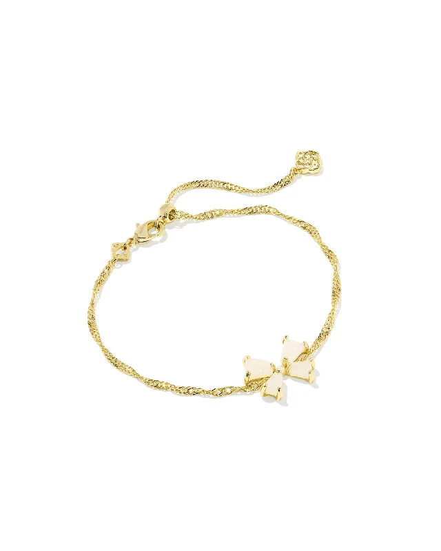 BLAIR BOW SMALL DELICATE GOLD CHAIN BRACELET-IRIDESCENT DRUSY