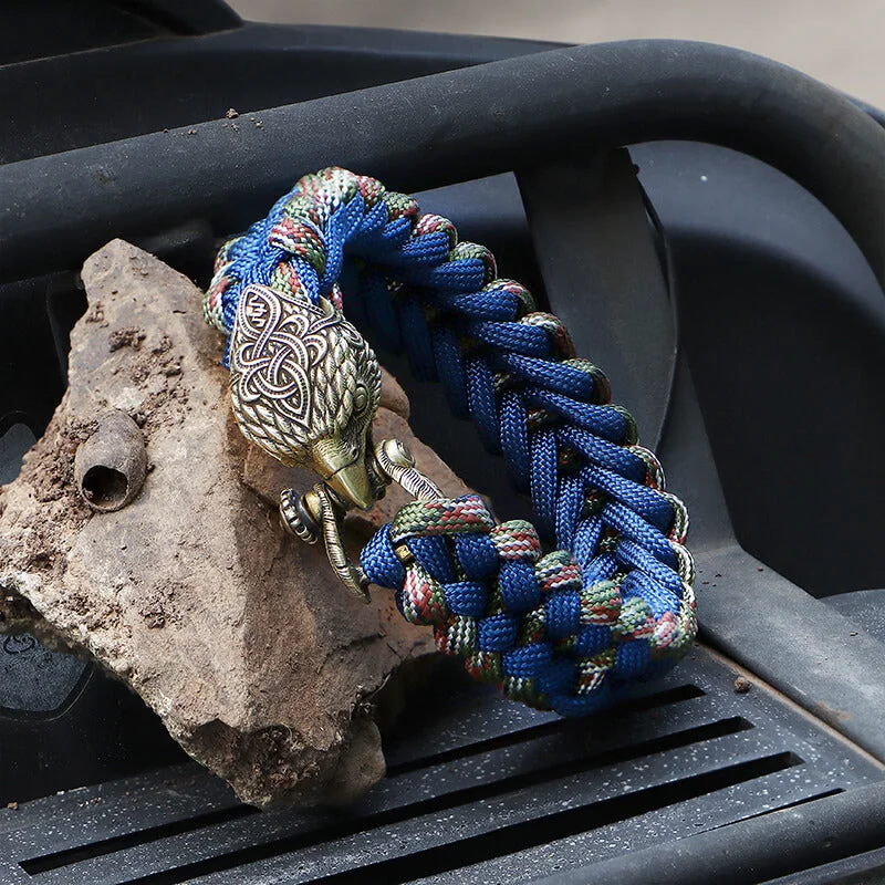 Celtic Knot Eagle Brass Braided Paracord Bracelet