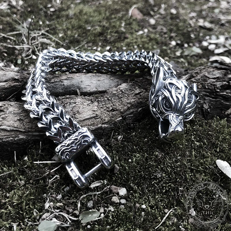 Celtic Wolf Stainless Steel Animal Bracelet