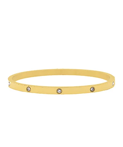 Crystal Station Bangle Bracelet - Gold