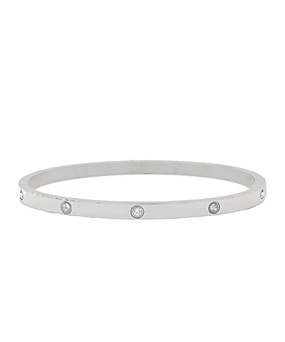 Crystal Station Bangle Bracelet - Silver