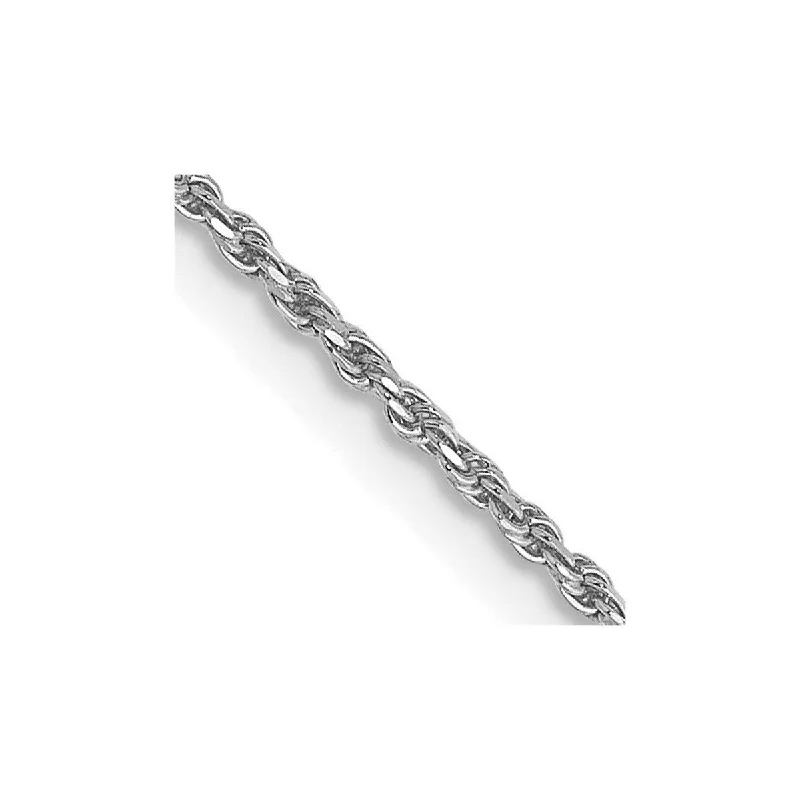 Curata 10k White Gold Solid 1.2mm D Cut Rope Chain Bracelet Lobster Claw