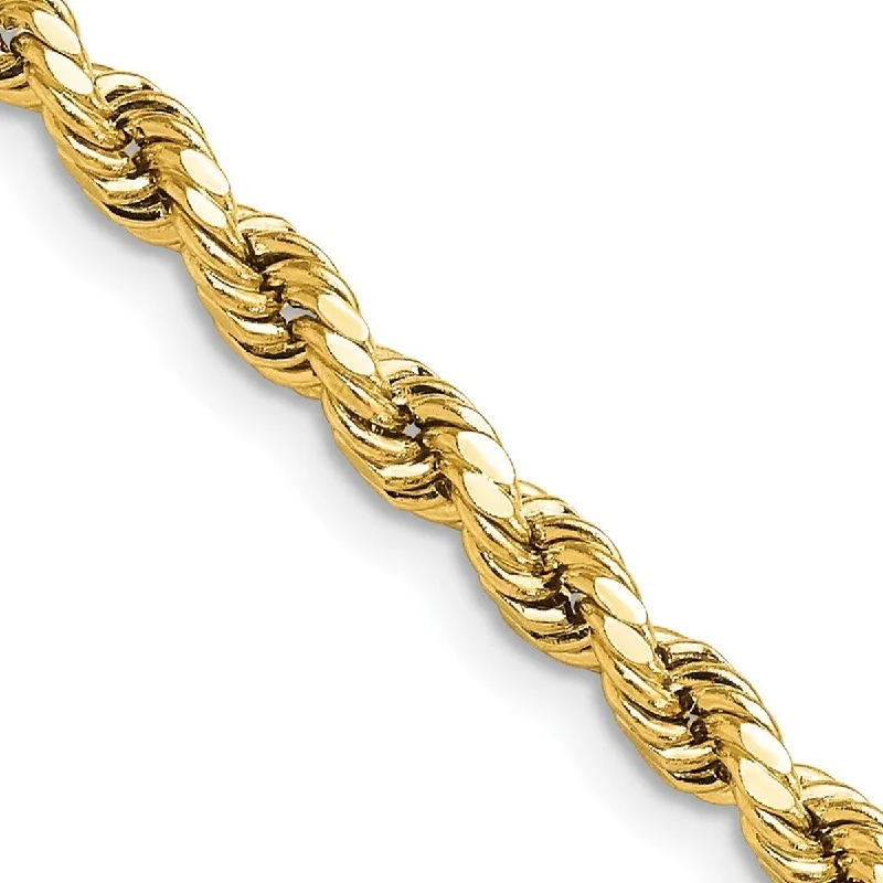 Curata 14k Gold 4mm Semi solid Sparkle Cut Rope Chain Bracelet