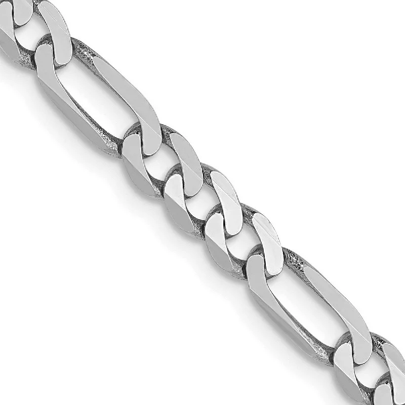 Curata 14k White Gold 4.0mm Flat Figaro Chain Bracelet