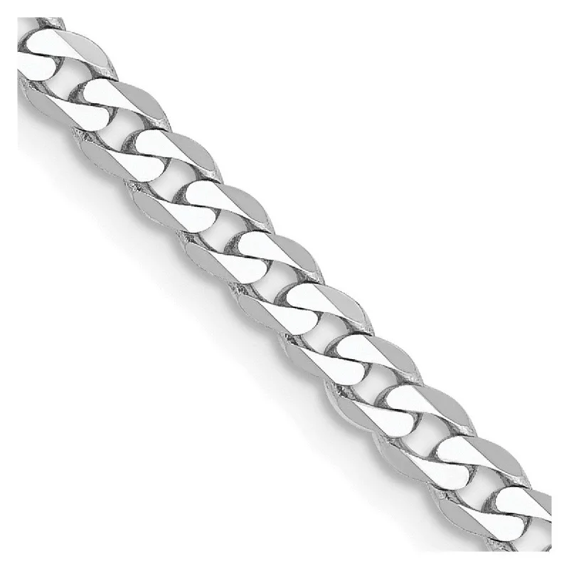 Curata 14k White Gold Solid Polished 2.9mm Flat Curb Chain Bracelet Lobster Claw