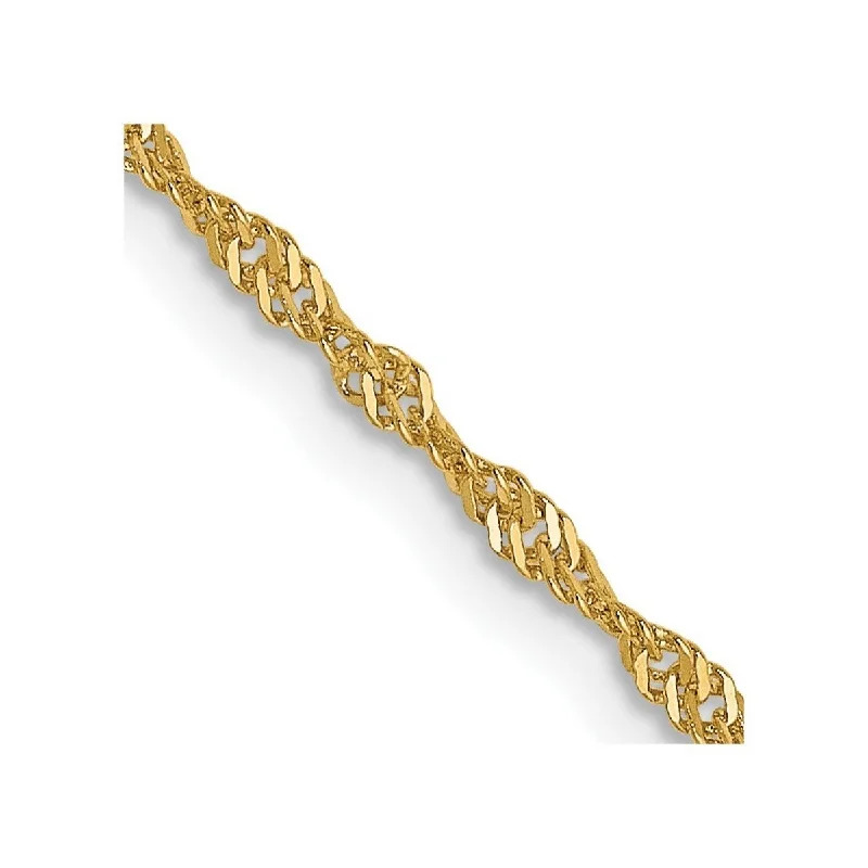 Curata 14k Yellow Gold 1.3mm Singapore With Lock Chain Bracelet