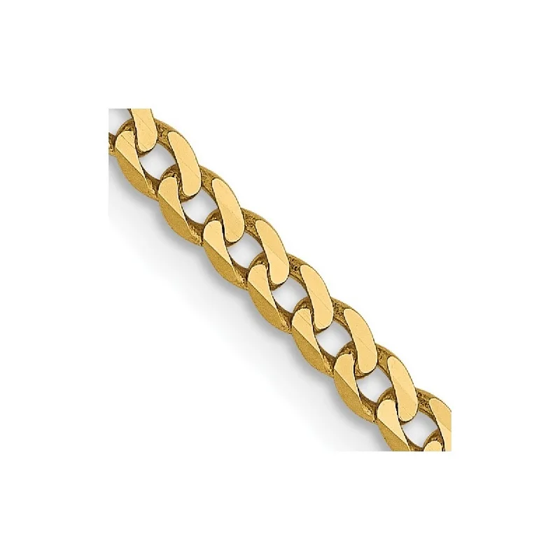 Curata 14k Yellow Gold 2.2mm Beveled Curb Chain Bracelet