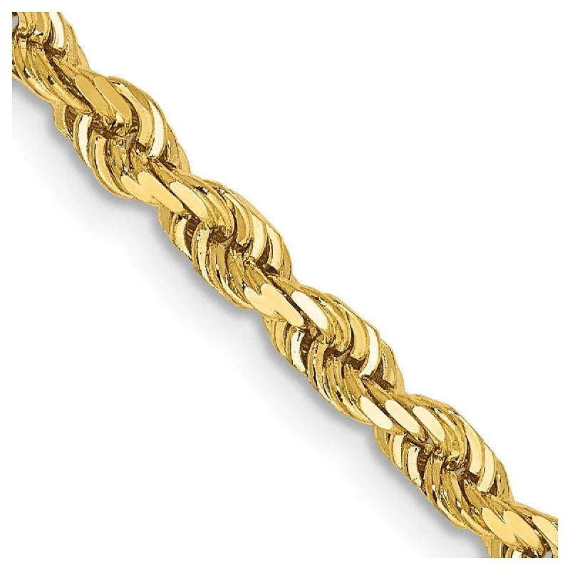 Curata 14k Yellow Gold Solid 3.50mm D Cut Quadruple Rope Chain Bracelet Lobster Claw