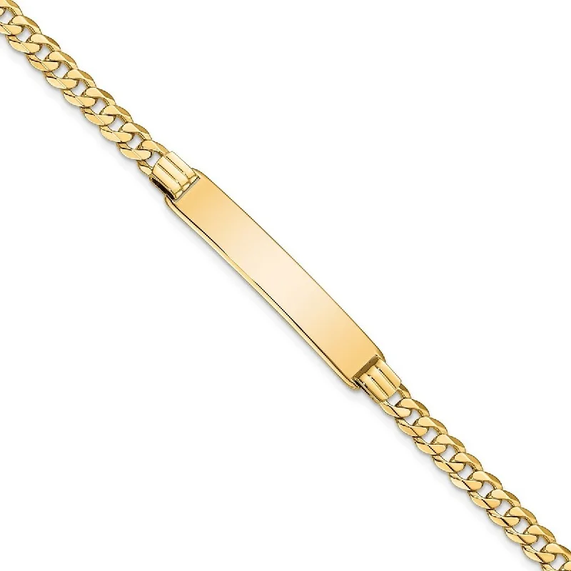 Curata 7mm 14k Yellow Gold Engravable Curb Link ID Bracelet