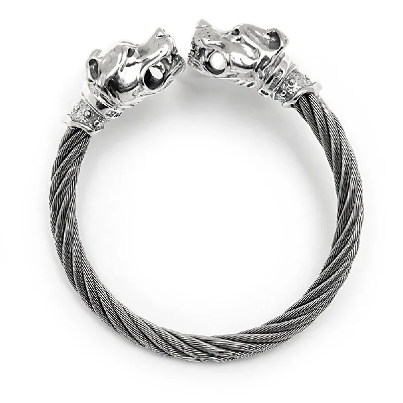 Dog Head Cable Bangle Bracelet