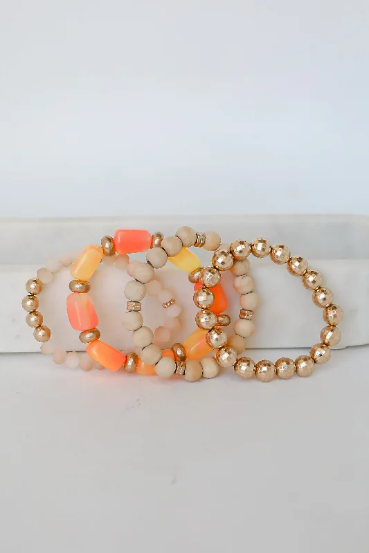 FINAL SALE - Ellie Orange Beaded Bracelet Set