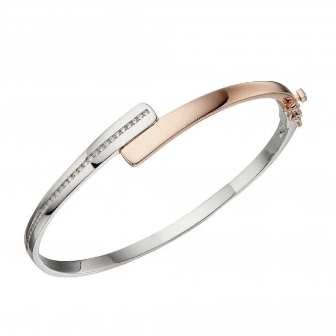 Channel Set Hinged Rose Gold Plated Bangle B5248C