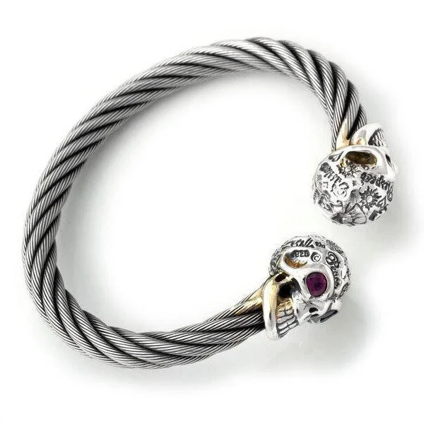 Graffiti Vintage Skull Cable Bangle Bracelet Bill's Way