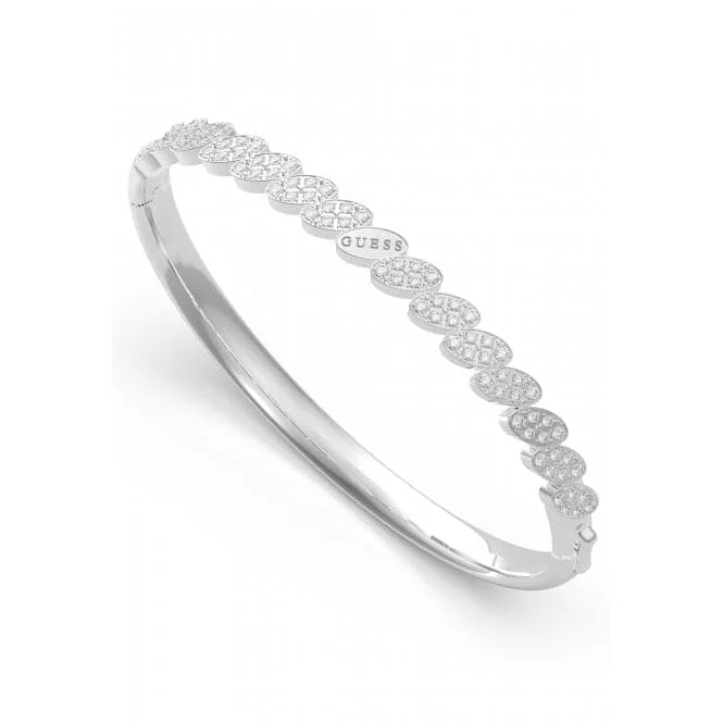 Ladies Rhodium Plated Leaf Crystals Bangle UBB01335RHL