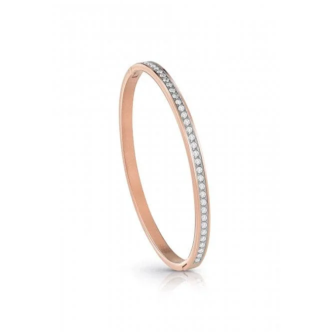 Ladies Rose Gold Plated Clear Crystal Bangle UBB02248RGL