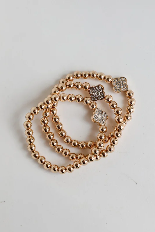 Kira Gold Beaded Bracelet Set