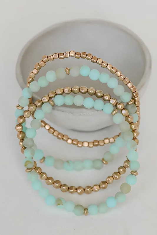 FINAL SALE - Lainey Mint Beaded Bracelet Set