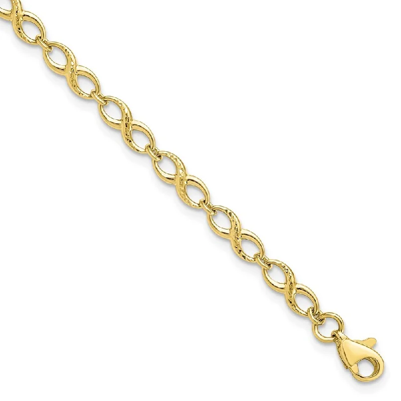 Leslie's 10k Yellow Gold & Diamond-Cut Bracelet, 7" (W-3mm)