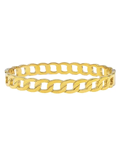 Linked Bold Chain Bangle Bracelet - Gold